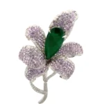 K18 エメラルド・多色石 ブローチ E7.82・S4.48・ｄ2.812ct