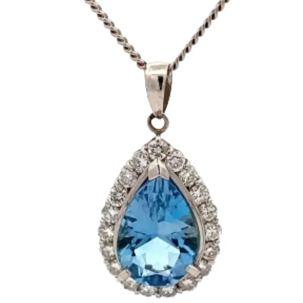 Pt850Pt900 アクアマリン・ダイヤモンド ネックレストップ 5.09 ct 1.12 ct