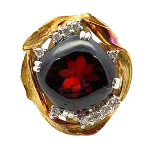 Pt900・K18[Kﾒｲﾝ] ガーネット・ダイヤモンド 8.71・0.2ct