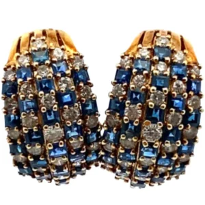 K18 サファイア・ダイヤモンド ピアス・イヤリング S4.4・D1.66ct