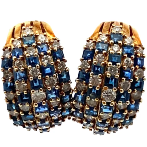 K18 サファイア・ダイヤモンド ピアス・イヤリング S4.4・D1.66ct