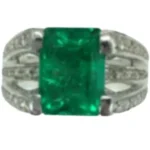 Pt･Pm900 コロンビア産エメラルド・ダイヤモンド リング E3.84 ct D0.32 ct