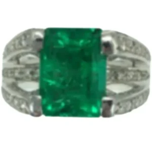 Pt･Pm900 コロンビア産エメラルド・ダイヤモンド リング E3.84 ct D0.32 ct