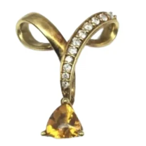 K18 シトリン・ダイヤモンド ネックレス ペンダントトップ 0.3 ct