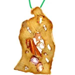 K18 ファンシーカラーサファイア・ダイヤモンド ブローチ S6.248・D0.16ct