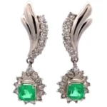 Pt･Pm850 エメラルド・ダイヤモンド イヤリング 0.37・0.38 ct D0.38・D0.38 ct