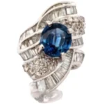 Pt900 サファイア・ダイヤモンド リング 4.75ct ct 4.23ct ct