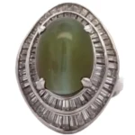 Pt･Pm900 クリソベリルキャッツアイ・ダイヤモンド リング 10.44 ct D2.15 ct