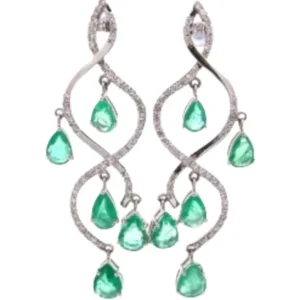 K18 エメラルド・ダイヤモンド ピアス E5.52・D1.11 ct