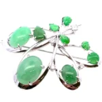 Pt･Pm850 翡翠・ダイヤモンド ブローチ