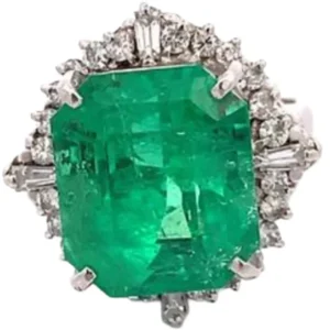 Pt･Pm900 コロンビア産エメラルド・ダイヤモンド リング E11.18・D0.74ct