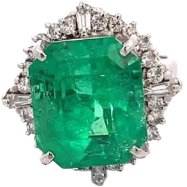 Pt･Pm900 コロンビア産エメラルド・ダイヤモンド リング E11.18・D0.74ct