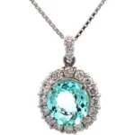 Pt850Pt900 パライバトルマリン・ダイヤモンド ペンダントトップ 3.829 ct