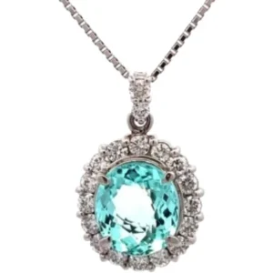 Pt850Pt900 パライバトルマリン・ダイヤモンド ペンダントトップ 3.829 ct