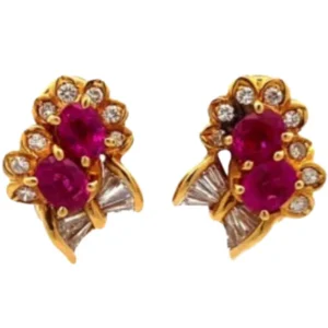 K18 ルビー・ダイヤモンド ピアス/イヤリング D1.03・R2.29