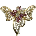 K18 ルビー・ダイヤモンド ブローチ 3.00・1.58・1.87 ct