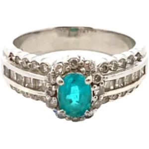 Pt･Pm900 ブラジル産パライバトルマリン・ダイヤモンド リング 0.57・D0.78ct