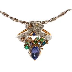 K18/K18WG タンザナイト・多色石 ネックレス/ペンダントトップ 2.15・0.28ct