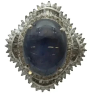 Pt900 ブルースターサファイア・ダイヤモンド リング 31.41 ct 5.4 ct