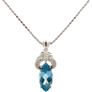 Pt900/Pt850 アクアマリン・ダイヤモンド ネックレス/ペンダントトップ 1.93・D0.16ct