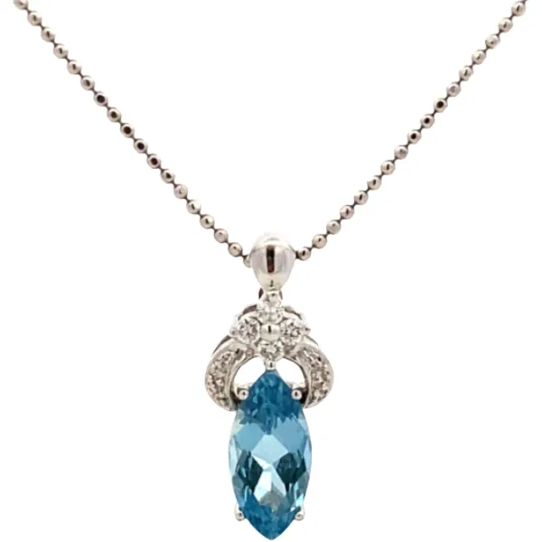 Pt900/Pt850 アクアマリン・ダイヤモンド ネックレス/ペンダントトップ 1.93・D0.16ct