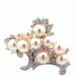 Pt･Pm900 パール・ダイヤモンド ブローチ 2.54 ct