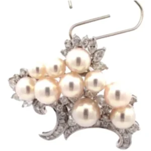 Pt･Pm900 パール・ダイヤモンド ブローチ 2.54 ct