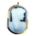 K18 カメオ・シェル・オニキス・ダイヤモンド ブローチ 0.01 ct