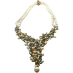 K18WGK14 パール・エメラルド・ダイヤモンド ネックレス 0.31・2.18 ct