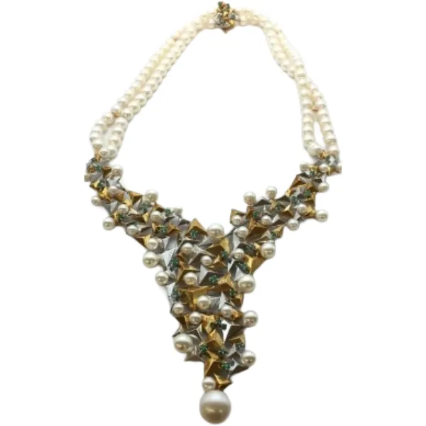 K18WGK14 パール・エメラルド・ダイヤモンド ネックレス 0.31・2.18 ct