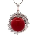 Pt･Pm900 サンゴ・ダイヤモンド ペンダントトップ D1.15 ct