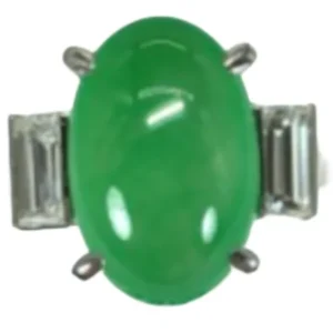 Pt･Pm900 翡翠・ダイヤモンド リング 6.6 ct 0.6 ct