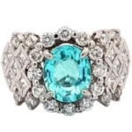 Pt･Pm900 パライバトルマリン・ダイヤモンド リング 1.64 ct D1.36 ct