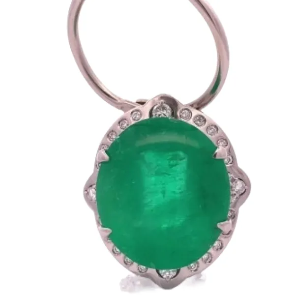 Pt･Pm900 コロンビア産エメラルド・ダイヤモンド ペンダントトップ 55.82 ct 1.04 ct