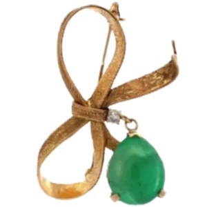 K18 エメラルド・ダイヤモンド ブローチ