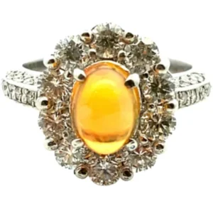 Pt･Pm900 ファイヤーオパール・ダイヤモンド リング 1.41・D1.5ct