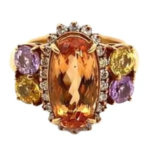 K18 インペリアルトパーズ・多色石 T2.57・S1.57・D0.21ct