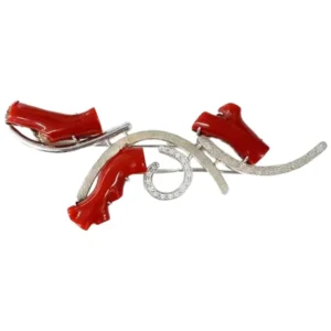 K18WG サンゴ・ダイヤモンド D0.32ct