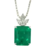 Pt850/Pt900 コロンビア産エメラルド・ダイヤモンド ネックレス/ペンダントトップ E3.33 ct 0.18 ct