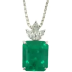 Pt850/Pt900 コロンビア産エメラルド・ダイヤモンド ネックレス/ペンダントトップ E3.33 ct 0.18 ct