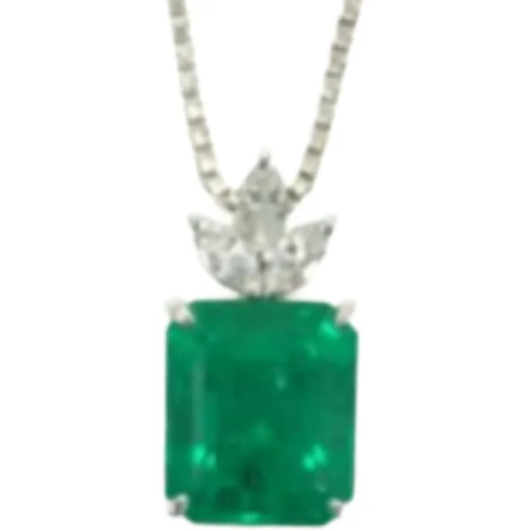 Pt850/Pt900 コロンビア産エメラルド・ダイヤモンド ネックレス/ペンダントトップ E3.33 ct 0.18 ct