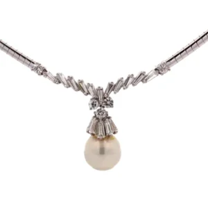 Pt900/K18 パール・ダイヤモンド ネックレス/ペンダントトップ D2.3ct