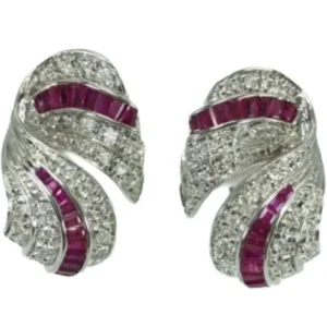 K18 ルビー・ダイヤモンド イヤリング R0.92・R0.92・D0.36・D0.36 ct