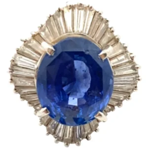 Pt･Pm900 スリランカ産非加熱ブルーサファイア・ダイヤモンド リング 9.12・2.2ct