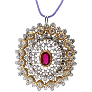 K18 ルビー・ダイヤモンド ブローチ R1.10・D1.1ct