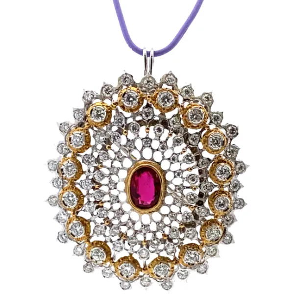 K18 ルビー・ダイヤモンド ブローチ R1.10・D1.1ct