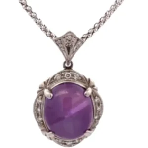 Pt900/K18 スターサファイア・ダイヤモンド ネックレス/ペンダントトップ 8.28 ct D0.15 ct