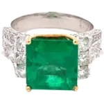 Pt900/K18 コロンビア産エメラルド・ダイヤモンド リング E5.91・D0.91・0.84ct