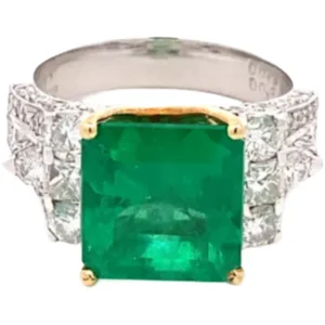 Pt900/K18 コロンビア産エメラルド・ダイヤモンド リング E5.91・D0.91・0.84ct