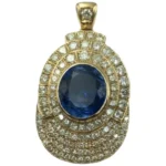 K18 ブルーサファイア・ダイヤモンド ペンダントトップ 84.53 ct 19.102 ct